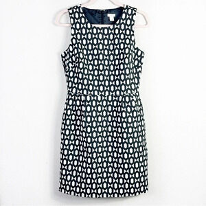 J. Crew Black White Geometric Pattern Sheath Dress size 4